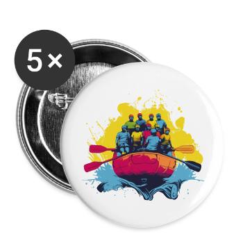 Rafting en groupe - Lot de 5 grands badges (56 mm) - blanc - Devant