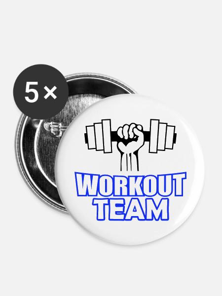 Workout Team - Buttons groß 56 mm (5er Pack) - Weiß