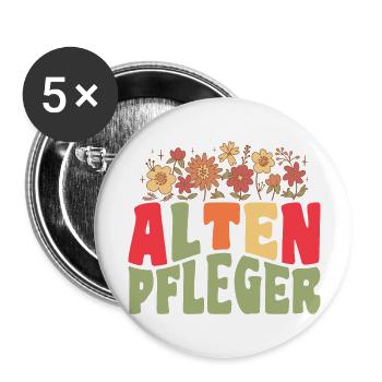 Altenpfleger Pfleger Altenpflegerin Altenpflege - Buttons groß 56 mm (5er Pack) - Weiß - Vorne