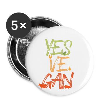 Yes Ve Gan - Vegan - Buttons groß 56 mm (5er Pack) - Weiß - Vorne