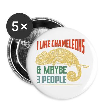 I Like Chameleons & Maybe 3 People Lizard Lover Re - Buttons large 2.2''/56 mm (5-pack) - white - Front