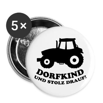 traktor dorfkind - Buttons groß 56 mm (5er Pack) - Weiß - Vorne