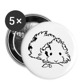 Hund Dog - Buttons groß 56 mm (5er Pack) - Weiß - Vorne