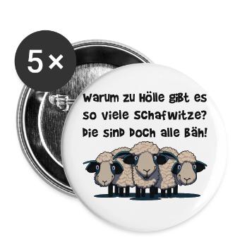 Schaf I Schafe I Witz I Witze I coole Sprüche - Buttons groß 56 mm (5er Pack) - Weiß - Vorne