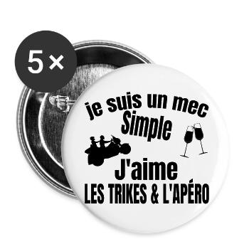trike et apéro - Lot de 5 grands badges (56 mm) - blanc - Devant
