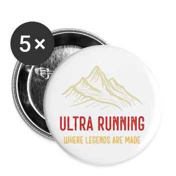 Ultra Running - Wo Legenden gemacht werden - Buttons groß 56 mm (5er Pack) - Weiß - Vorne