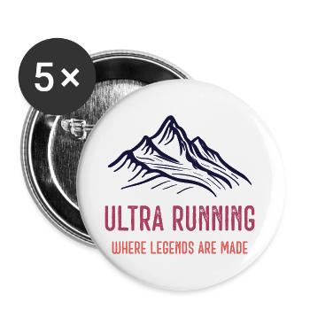 Ultra Running - Wo Legenden entstehen - Buttons groß 56 mm (5er Pack) - Weiß - Vorne