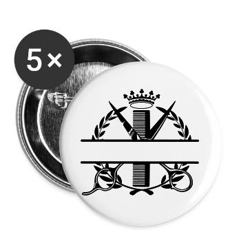 Couronne de laurier et logo de la couronne du coiffeur - Lot de 5 grands badges (56 mm) - blanc - Devant