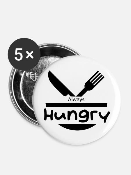 Always Hungry - Buttons large 2.2''/56 mm (5-pack) - white