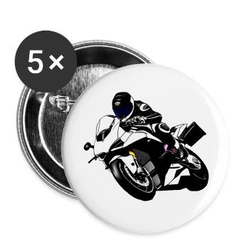 motocyclette - Lot de 5 grands badges (56 mm) - blanc - Devant