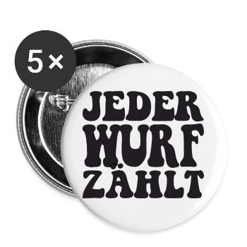 Boule Spruch Kugeln für Bouler Boccia Spiel - Buttons groß 56 mm (5er Pack) - Weiß - Vorne