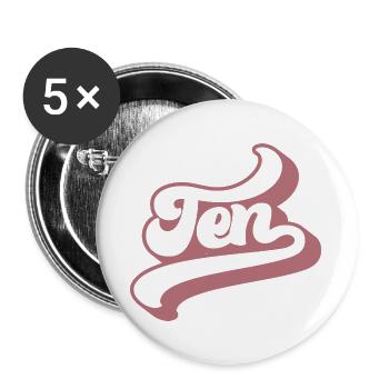 Ten 10th Birthday For Girls 10 Years Old - Buttons large 2.2''/56 mm (5-pack) - white - Front