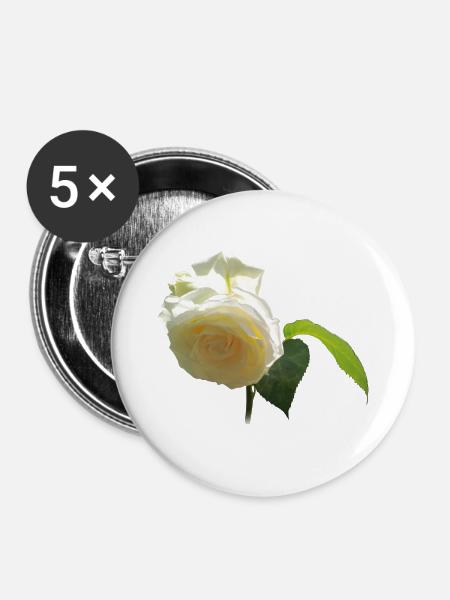 WEISSE ROSE - Buttons groß 56 mm (5er Pack) - Weiß