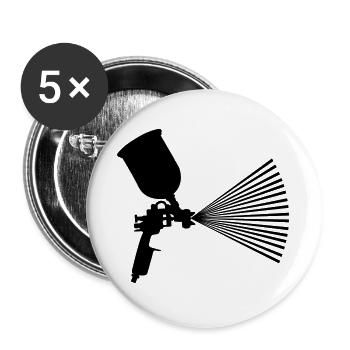 Sprühfarbe mit Strahl - Buttons groß 56 mm (5er Pack) - Weiß - Vorne