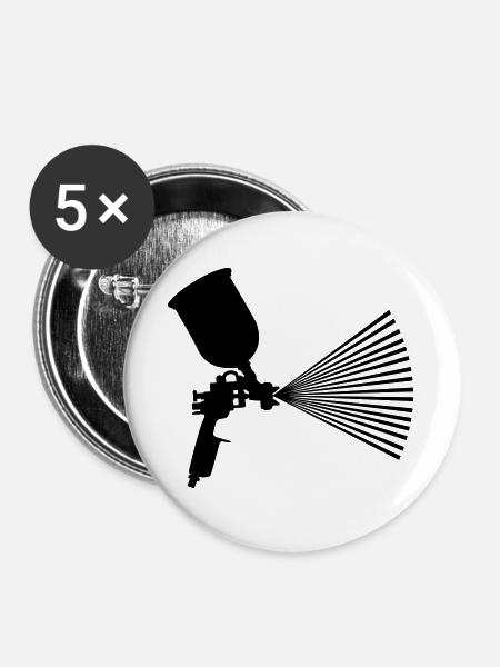 Sprühfarbe mit Strahl - Buttons groß 56 mm (5er Pack) - Weiß