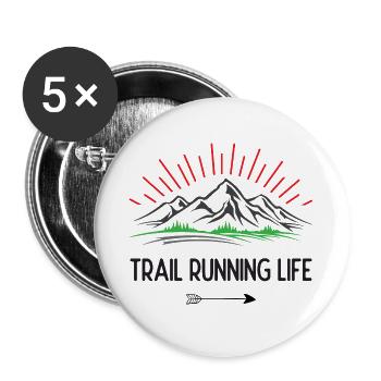 Trailrunning-Leben - Buttons groß 56 mm (5er Pack) - Weiß - Vorne