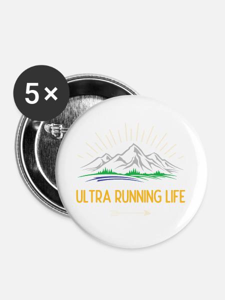 Ultra-Laufleben - Buttons groß 56 mm (5er Pack) - Weiß