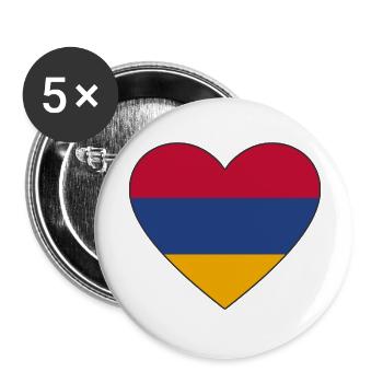 Armenien Flagge Herz - Buttons groß 56 mm (5er Pack) - Weiß - Vorne