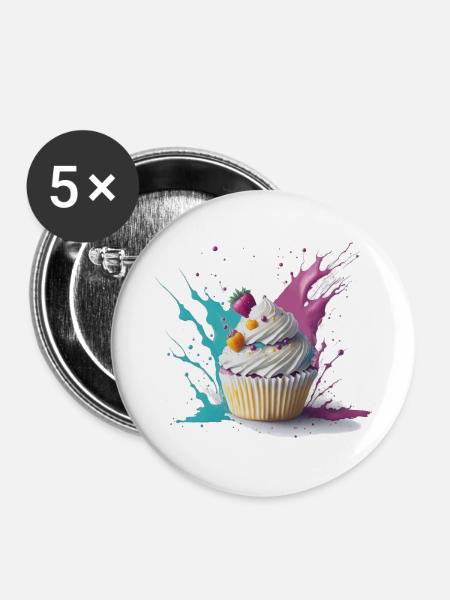 Sweet Cupcake - Buttons groß 56 mm (5er Pack) - Weiß