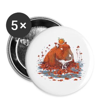 Orange capybara - Buttons large 2.2''/56 mm (5-pack) - white - Front