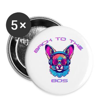 Neon Animal DJ T-Shirt Design - Buttons groß 56 mm (5er Pack) - Weiß - Vorne