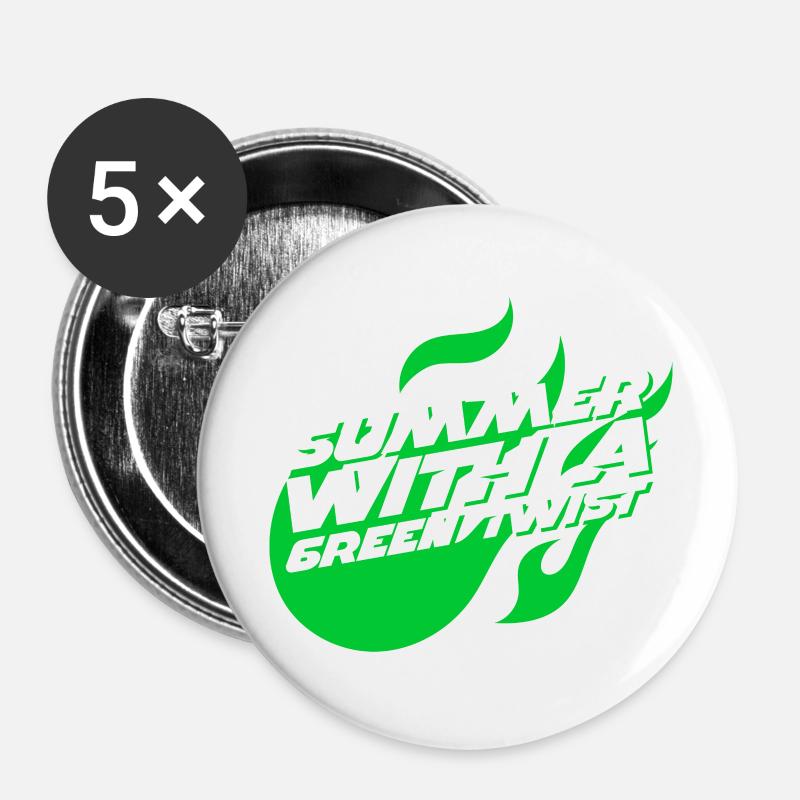 Summer with an ecological touch, green holidays - Buttons large 2.2''/56 mm (5-pack) - white