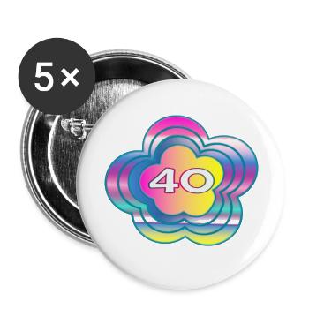 40 YEARS. 40th ANNIVERSARY. BIRTHDAY 40 YEARS. 40 - Buttons large 2.2''/56 mm (5-pack) - white - Front