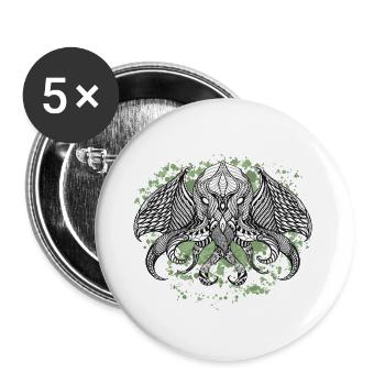 Cthulhu encre II - Lot de 5 grands badges (56 mm) - blanc - Devant
