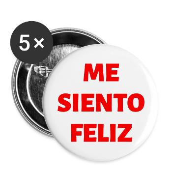 Ich fühle mich glücklich Spanisch Sprache - Buttons groß 56 mm (5er Pack) - Weiß - Vorne