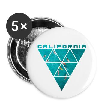 Surf en Californie - Lot de 5 grands badges (56 mm) - blanc - Devant