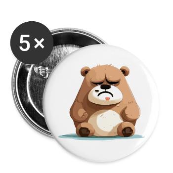 Titi the sad bear - Buttons large 2.2''/56 mm (5-pack) - white - Front