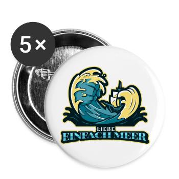 EINFACH MEER LIEBE - Buttons groß 56 mm (5er Pack) - Weiß - Vorne