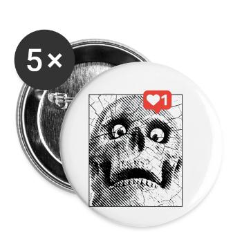 Skull Influencer Like Social Media - Buttons groß 56 mm (5er Pack) - Weiß - Vorne
