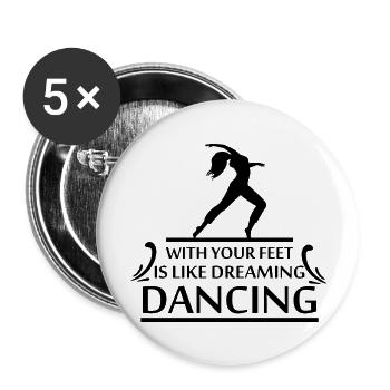 Danse Musique de danse - Lot de 5 grands badges (56 mm) - blanc - Devant