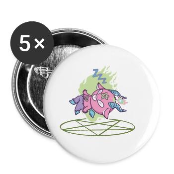 Teufel schläft bei Beschwörung - Buttons groß 56 mm (5er Pack) - Weiß - Vorne
