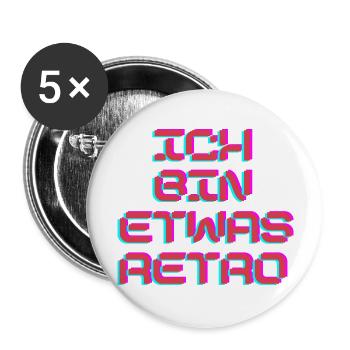Retro - Buttons groß 56 mm (5er Pack) - Weiß - Vorne