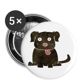 Hund - Buttons groß 56 mm (5er Pack) - Weiß - Vorne