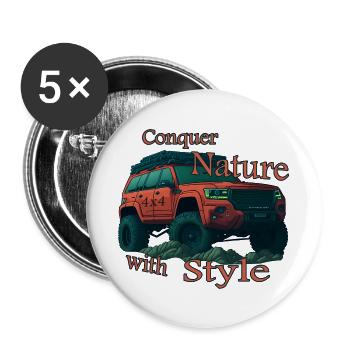 Offroad-Fahrzeug - Natur Enthusiast - Buttons groß 56 mm (5er Pack) - Weiß - Vorne