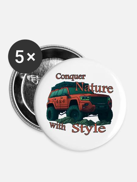 Offroad-Fahrzeug - Natur Enthusiast - Buttons groß 56 mm (5er Pack) - Weiß