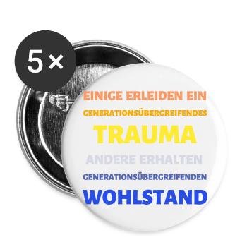 Reichtum Armut Erbe Spruch - Buttons groß 56 mm (5er Pack) - Weiß - Vorne