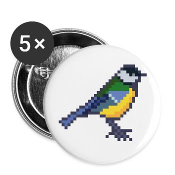 Vogel - Buttons groß 56 mm (5er Pack) - Weiß - Vorne