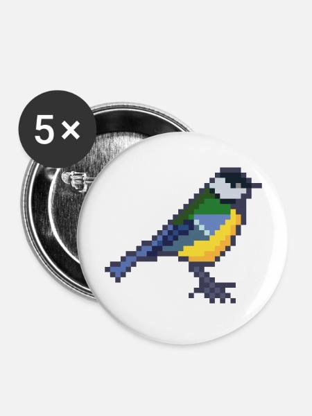 Vogel - Buttons groß 56 mm (5er Pack) - Weiß