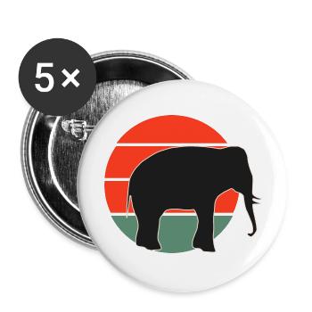 Vintage elephant sunset design - Buttons large 2.2''/56 mm (5-pack) - white - Front