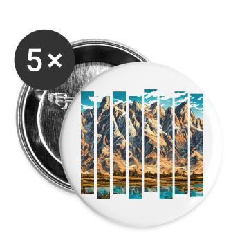 Mountains Hike Hiking Mountain Hiking Mountain Hikers - Buttons large 2.2''/56 mm (5-pack) - white - Front
