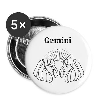 Gemini - Buttons large 2.2''/56 mm (5-pack) - white - Front