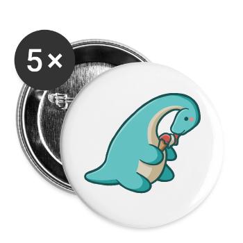 hugadino dino eats ice cream, cute dinosaur - Buttons large 2.2''/56 mm (5-pack) - white - Front