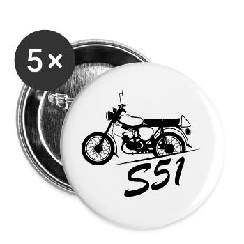 simson s51 legend cyclomoteur DDR nostalgie logo icône - Lot de 5 grands badges (56 mm) - blanc - Devant