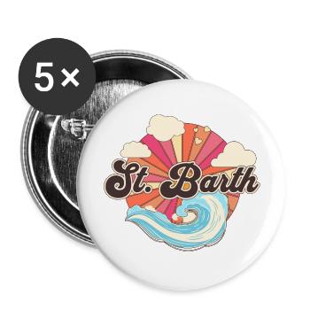Saint Barthélemy Rétro Plages des années 80 - Lot de 5 grands badges (56 mm) - blanc - Devant