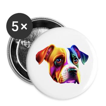 colorful Dog - Buttons large 2.2''/56 mm (5-pack) - white - Front