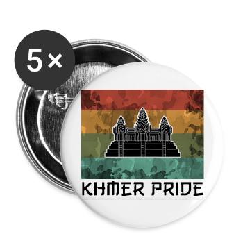Cambodge Temple Khmer Vintage Palmiers I Cadeau - Lot de 5 grands badges (56 mm) - blanc - Devant